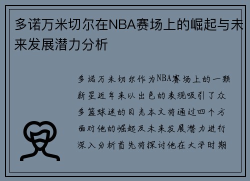 多诺万米切尔在NBA赛场上的崛起与未来发展潜力分析